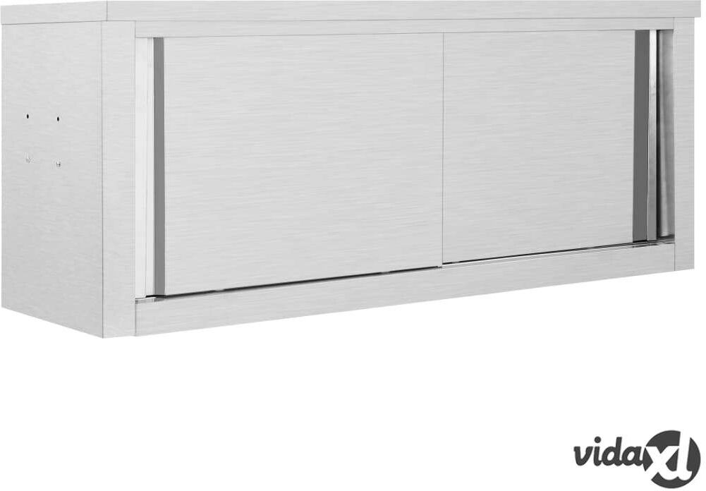 vidaXL Kitchen Wall Cabinet with Sliding Doors 120x40x50 cm Stainless Steel