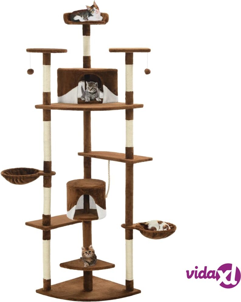 vidaXL Cat Tree with Sisal Scratching Posts 203 cm Brown and White