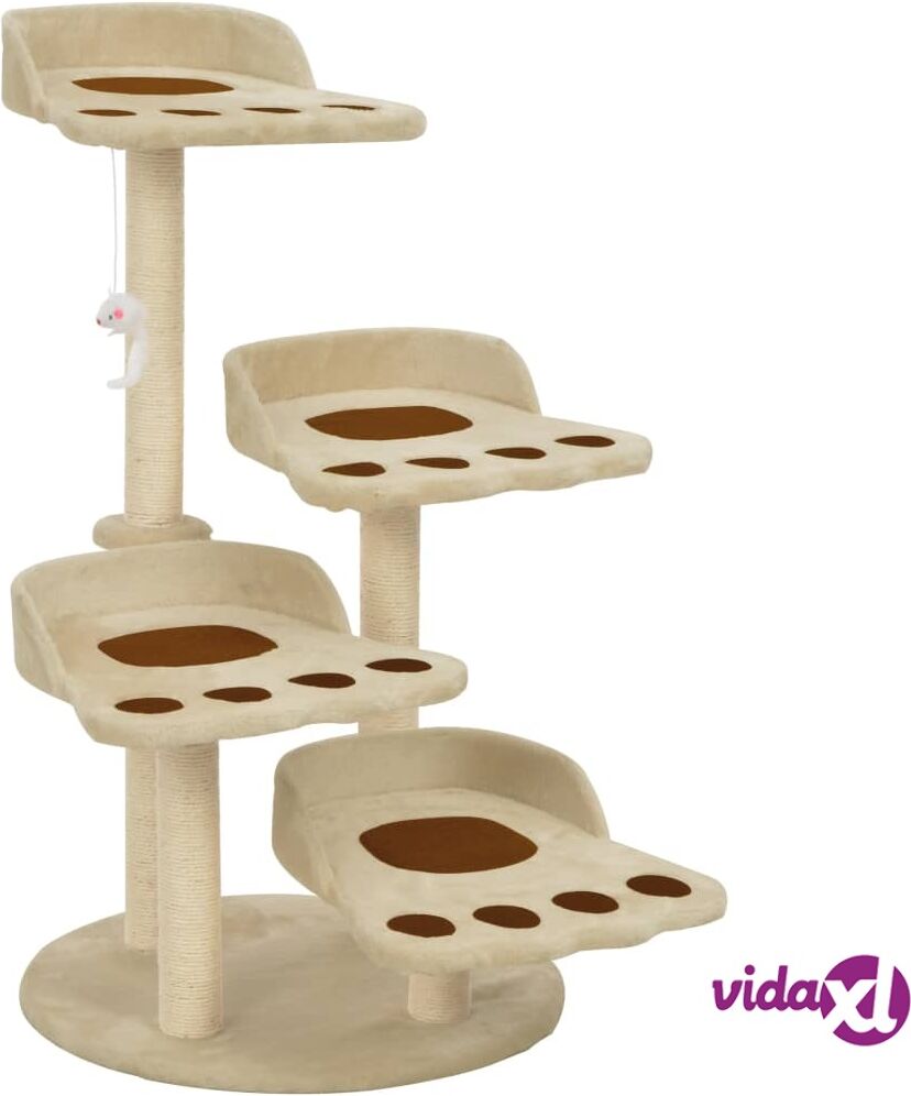 vidaXL Cat Tree with Sisal Scratching Posts Beige 90 cm