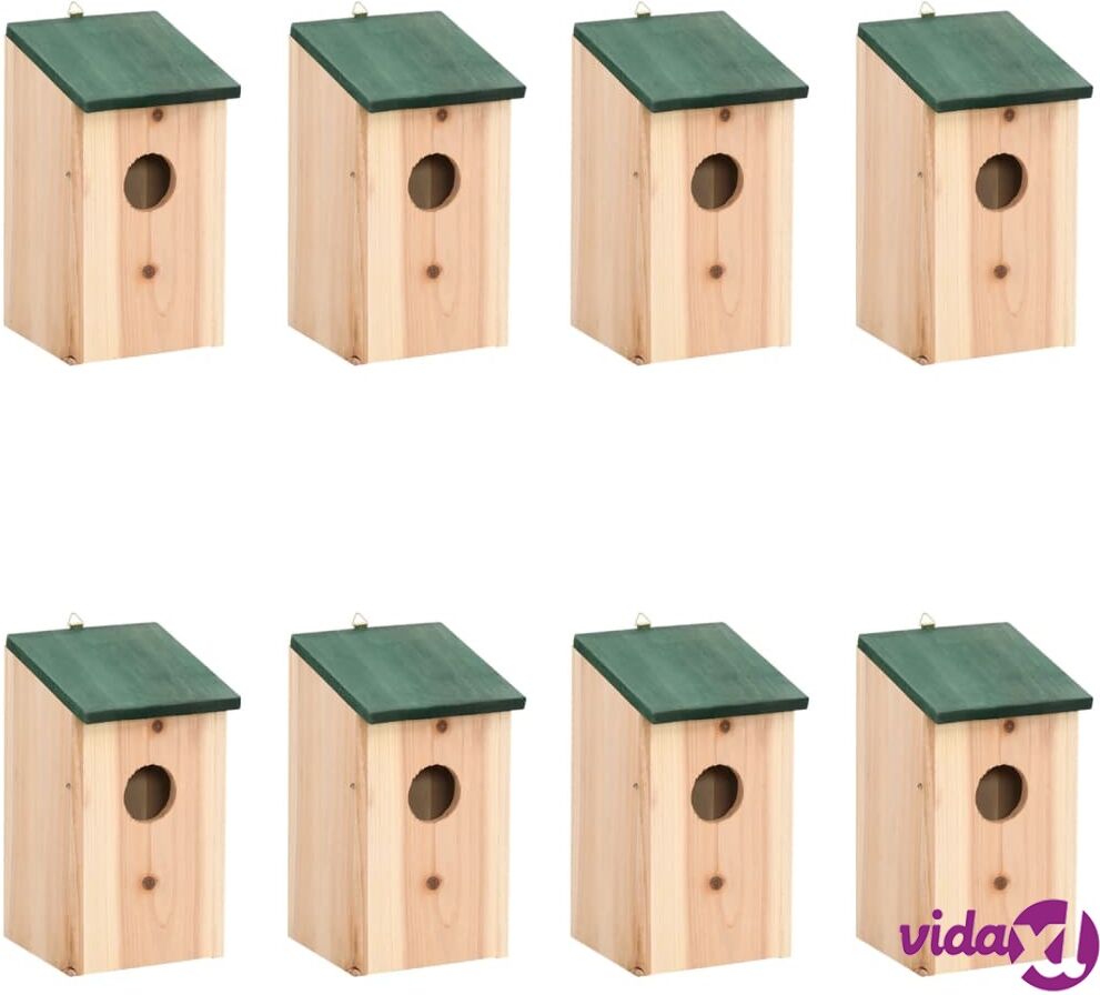 vidaXL Bird Houses 8 pcs Wood 12x12x22 cm