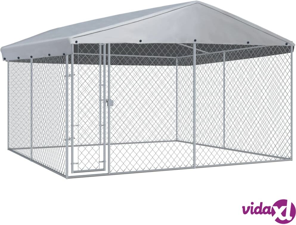 vidaXL Outdoor Dog Kennel with Roof 382x382x225 cm