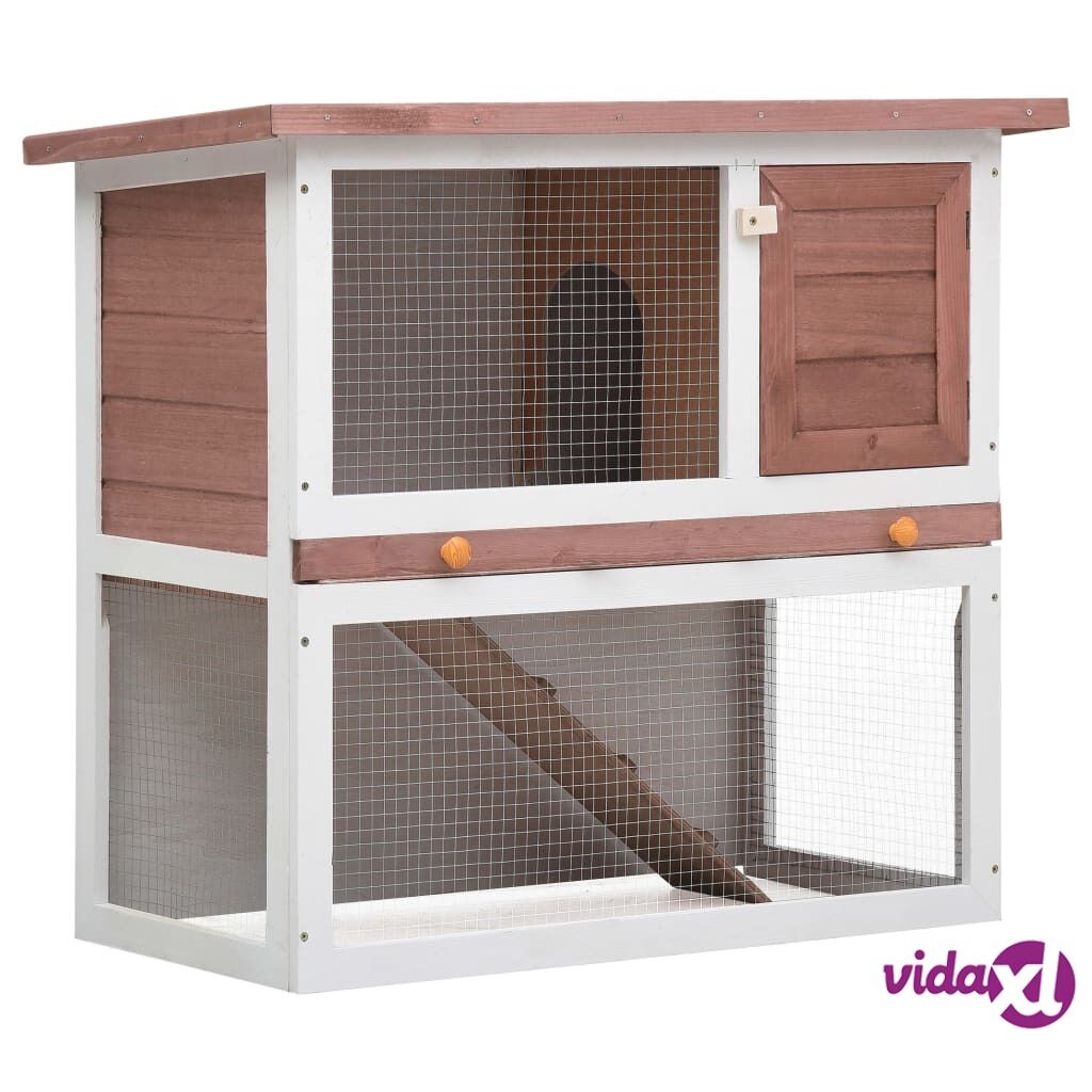 vidaXL Outdoor Rabbit Hutch 1 Door Brown Wood