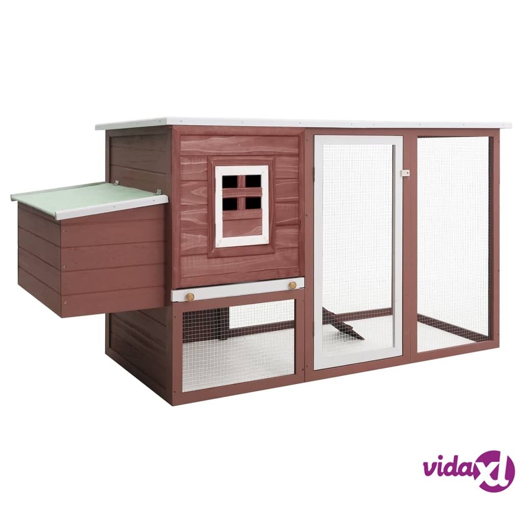 vidaXL Outdoor Chicken Cage Hen House with 1 Egg Cage Brown Wood