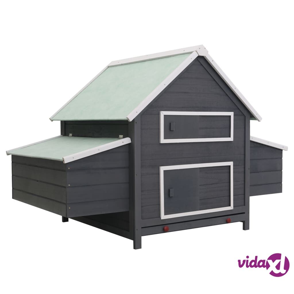 vidaXL Chicken Coop Grey 157x97x110 cm Wood