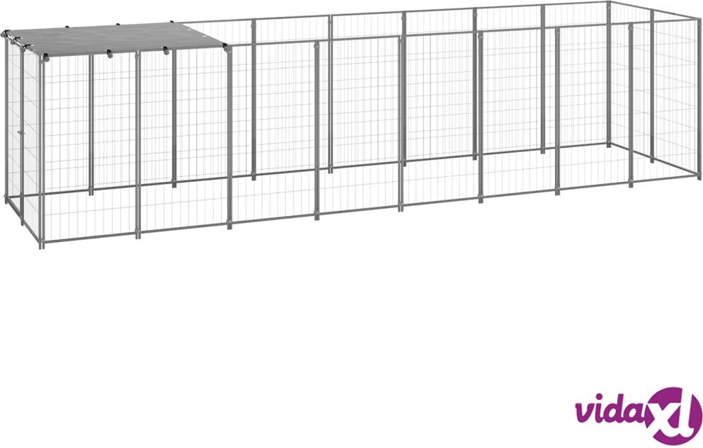 vidaXL Dog Kennel Silver 4.84 m² Steel