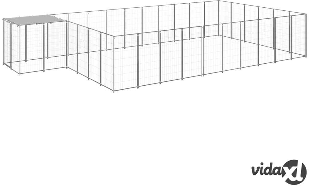 vidaXL Dog Kennel Silver 19.36 m² Steel