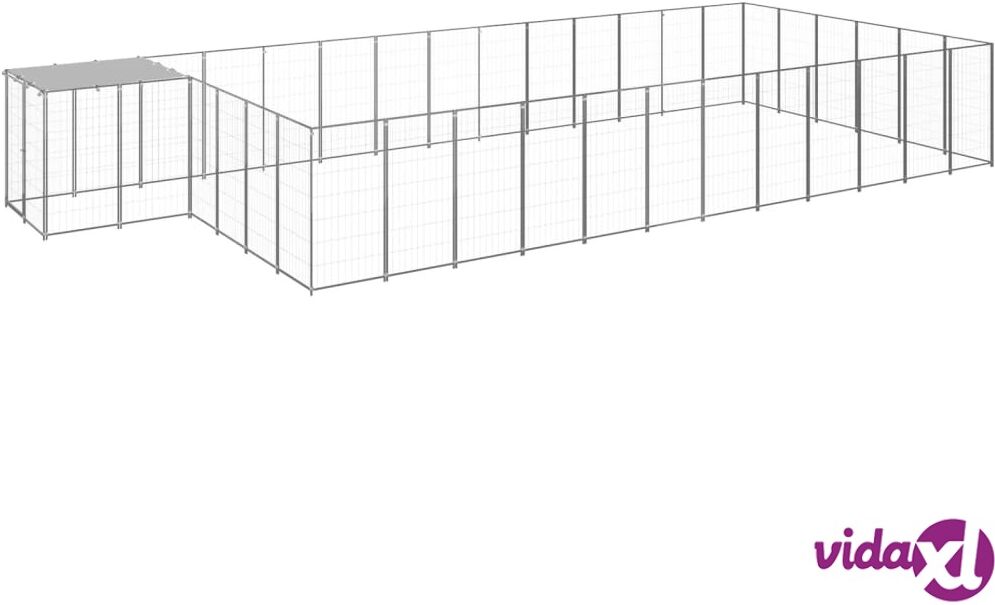 vidaXL Dog Kennel Silver 22.99 m² Steel