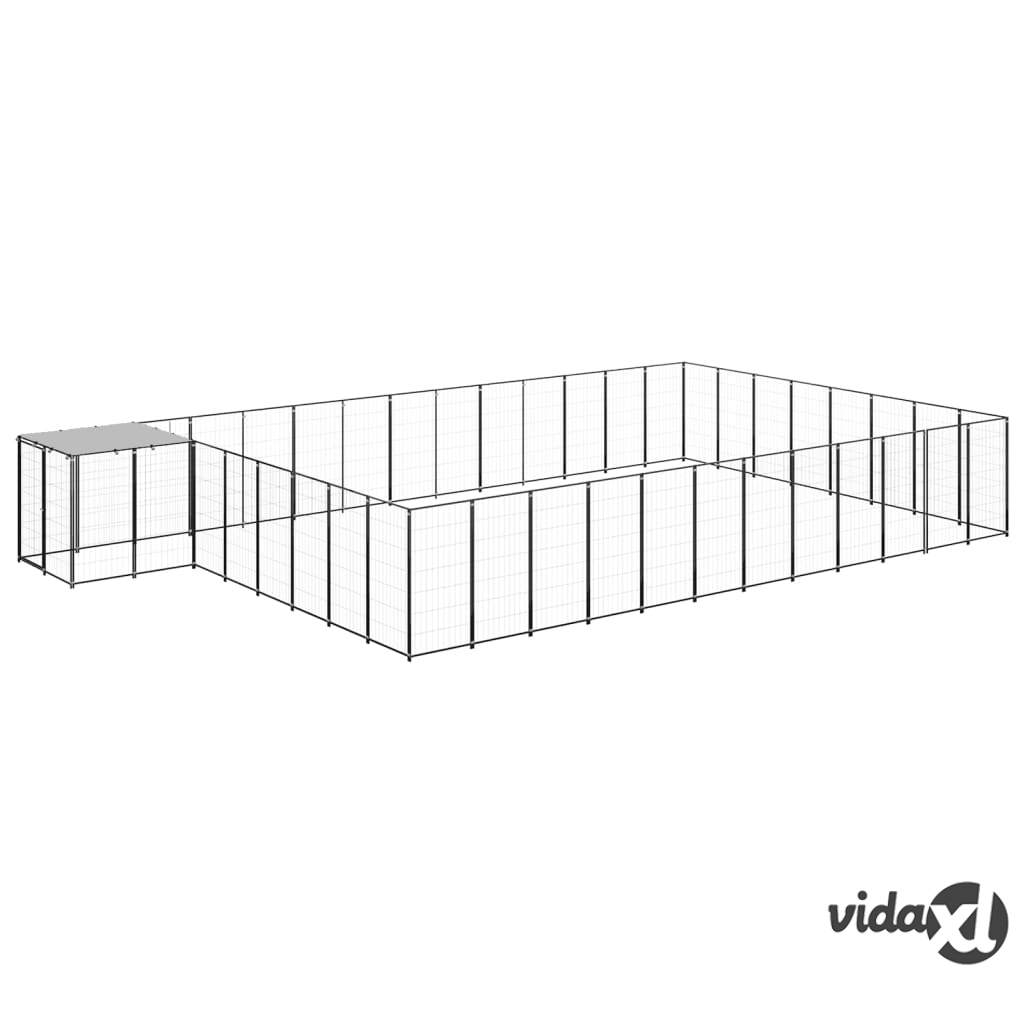 vidaXL Dog Kennel Black 30.25 m² Steel