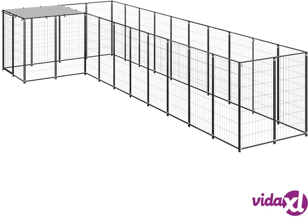 vidaXL Dog Kennel Black 7.26 m² Steel