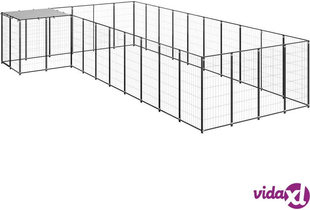 vidaXL Dog Kennel Black 13.31 m² Steel