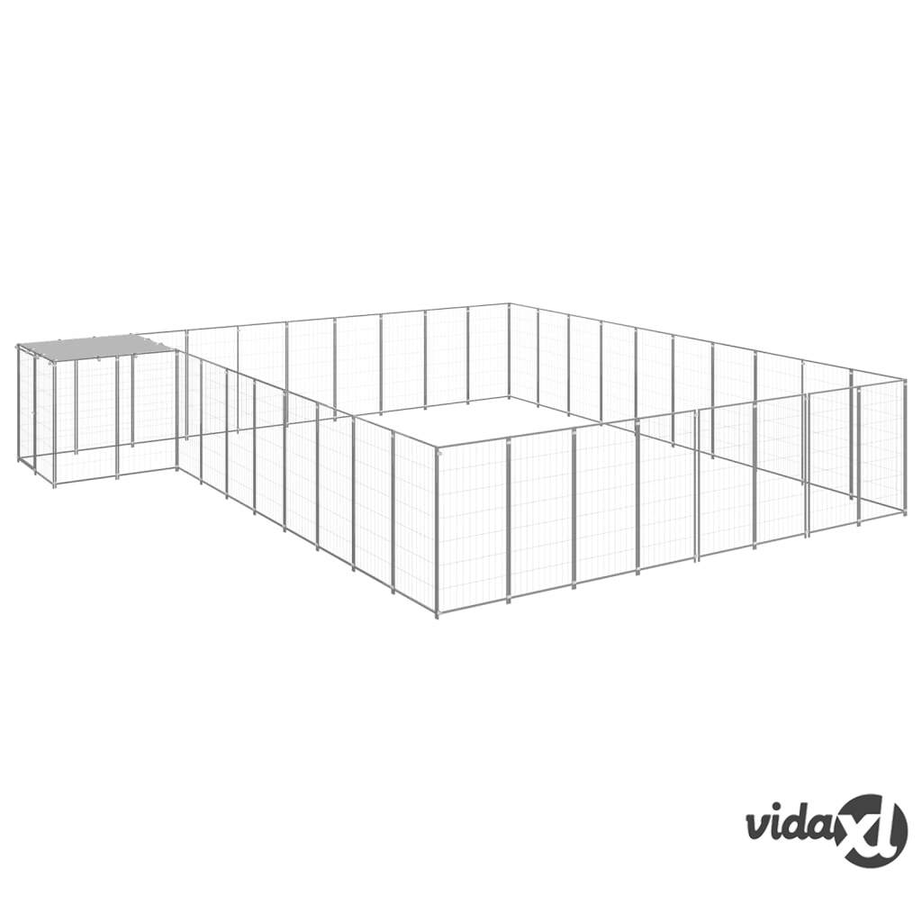 vidaXL Dog Kennel Silver 25.41 m² Steel