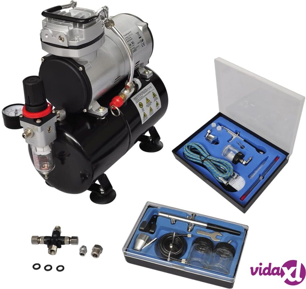 vidaXL Airbrush Compressor Set with 2 Pistols