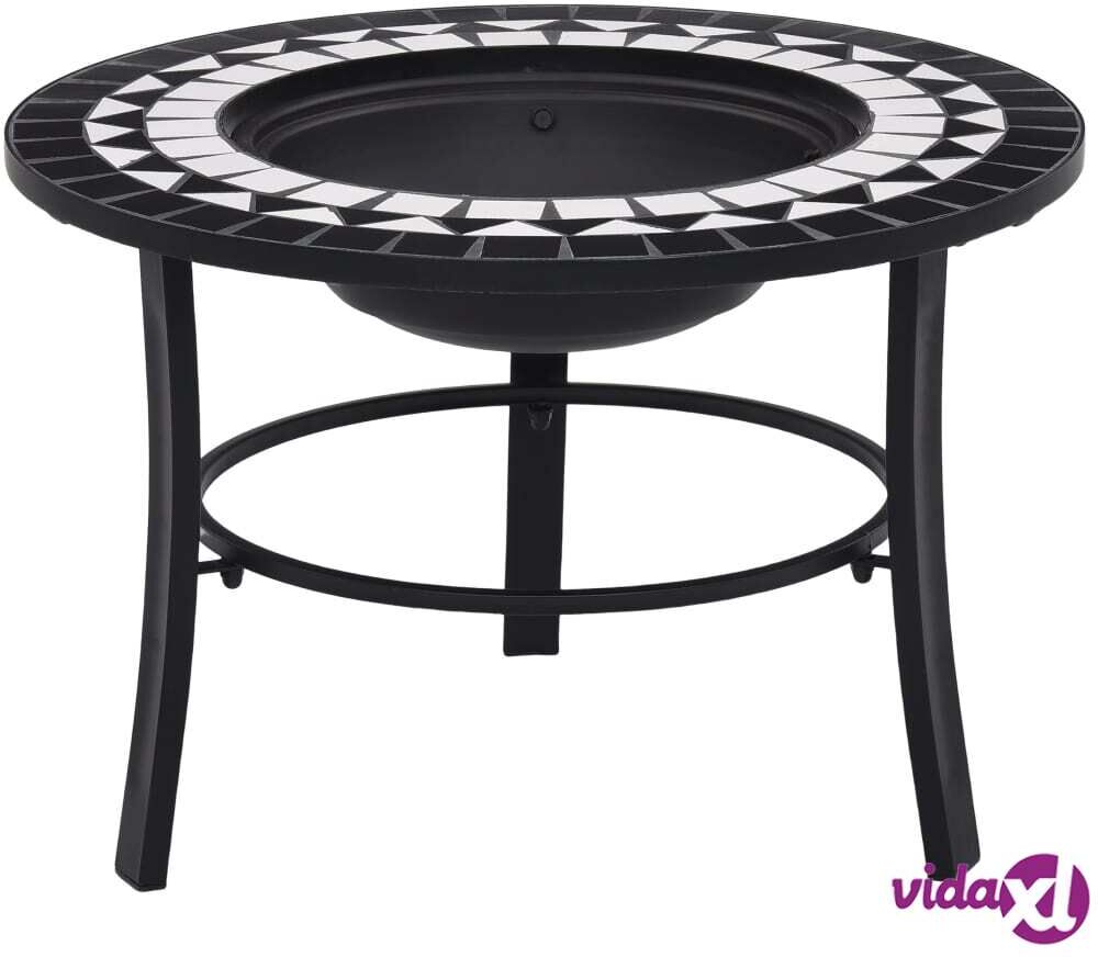 vidaXl Mosaic Fire Pit Black and White 68cm Ceramic