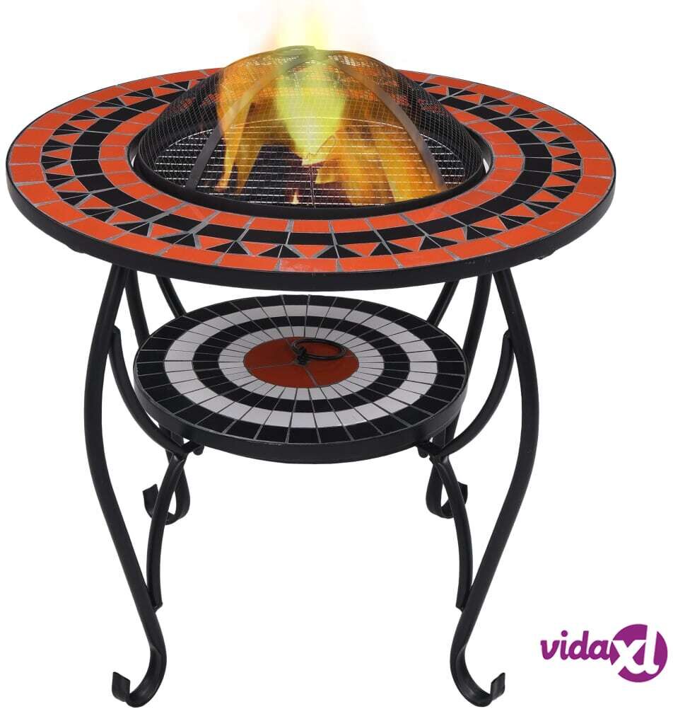 vidaXL Mosaic Fire Pit Table Terracotta and White 68 cm Ceramic