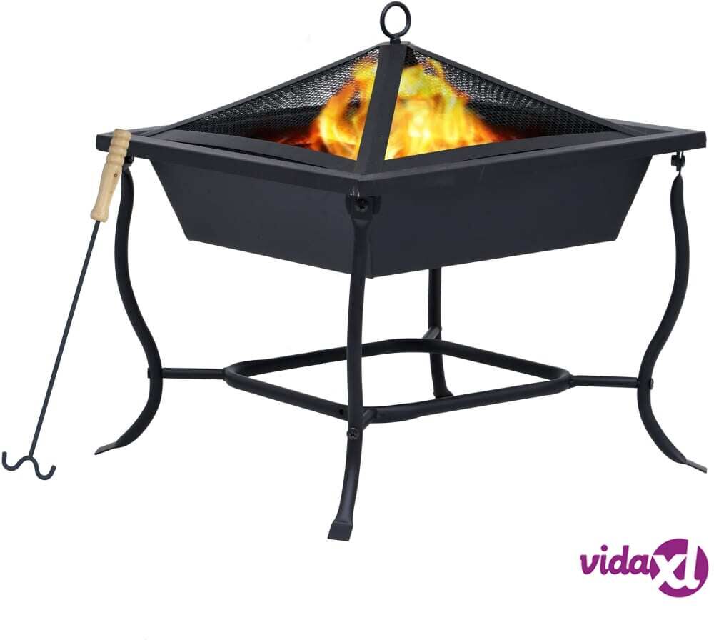 vidaXL Fire Pit Black 45x45x45 cm Steel