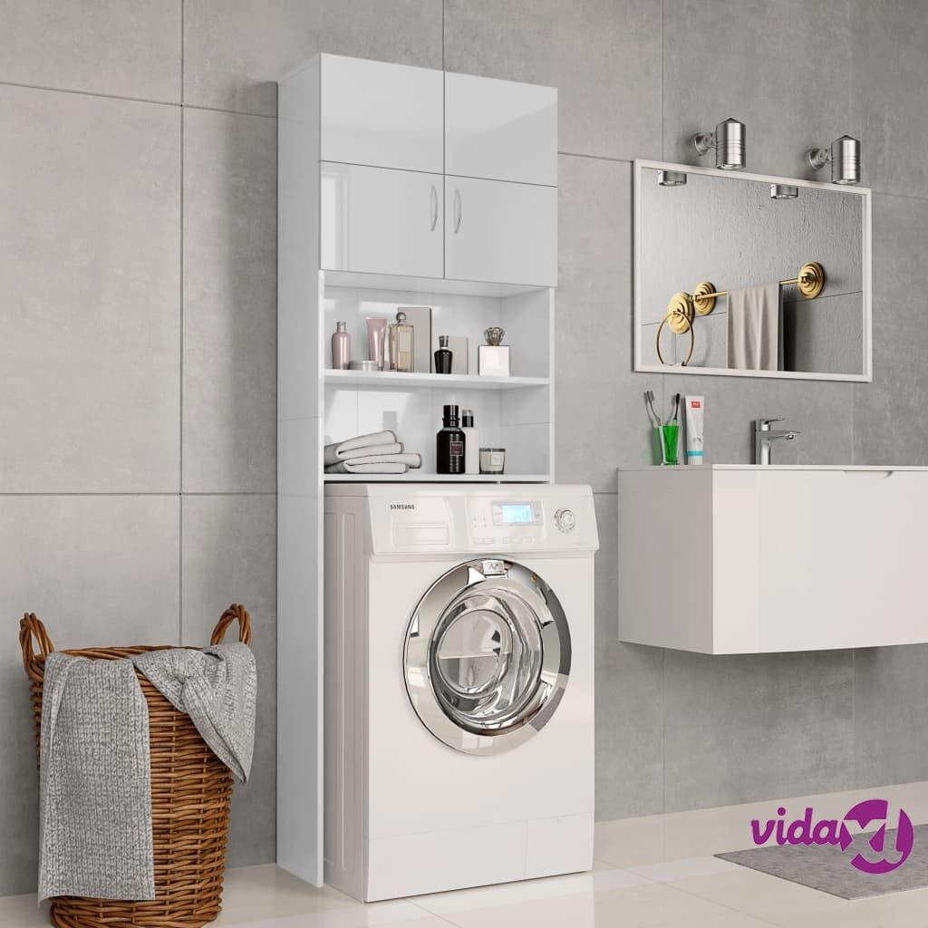 vidaXL Washing Machine Cabinet High Gloss White 64x25.5x190 cm Chipboard