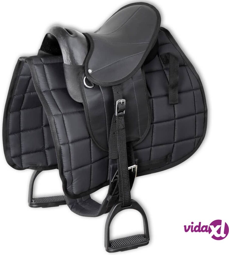 vidaXL Pony Saddle Set 10" Black