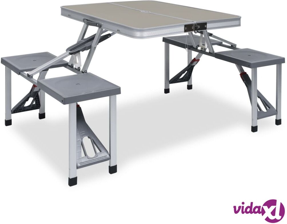 vidaXL Folding Camping Table with 4 Seats Steel Aluminium