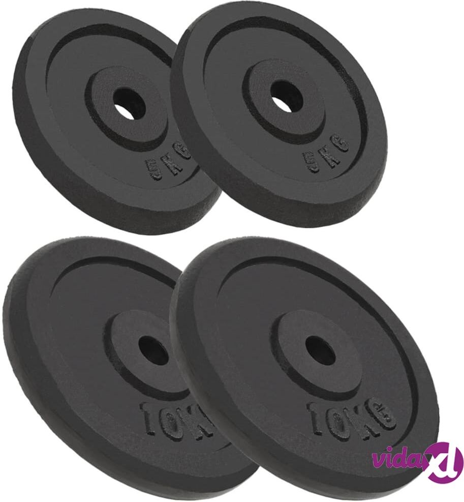 vidaXL Weight Plates 4 pcs 2x10 kg+2x5 kg Cast Iron