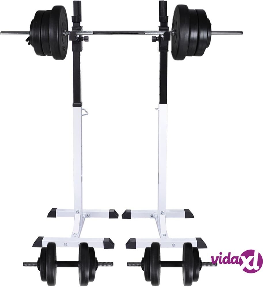 vidaXL Barbell Squat Rack with Barbell and Dumbbell Set 60.5 kg