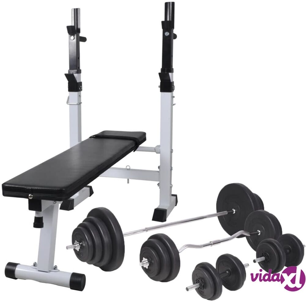 vidaXL Workout Bench with Weight Rack&Barbell and Dumbbell Set 120 kg