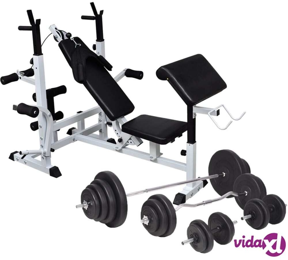 vidaXL Weight Bench with Weight Rack&Barbell and Dumbbell Set 120 kg