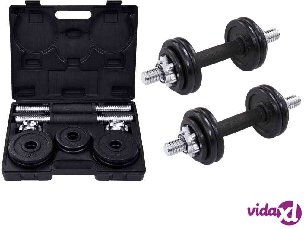 vidaXL 19 Piece Dumbbell Set 15 kg Cast Iron