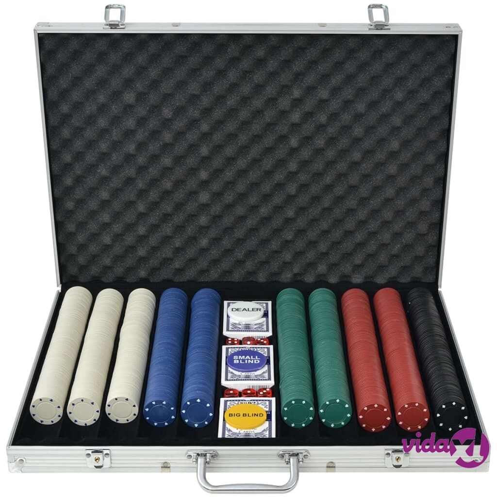 vidaXL Poker Set with 1000 Chips Aluminium