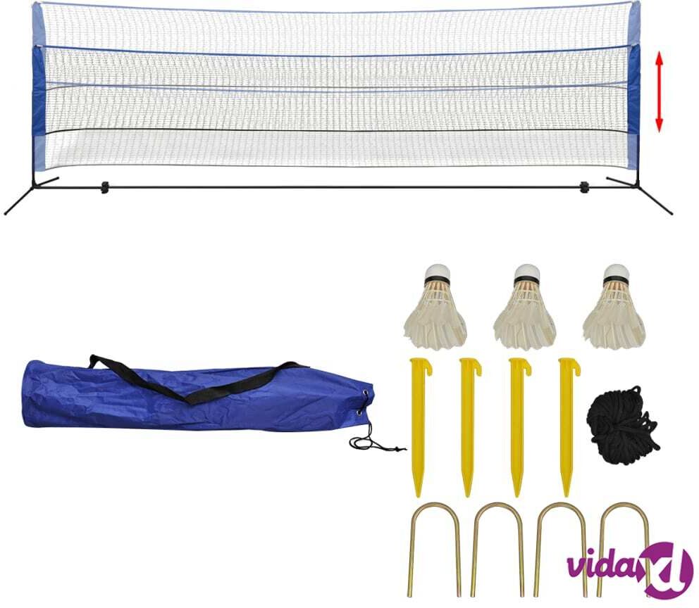 vidaXL Badminton Net Set with Shuttlecocks 500x155 cm