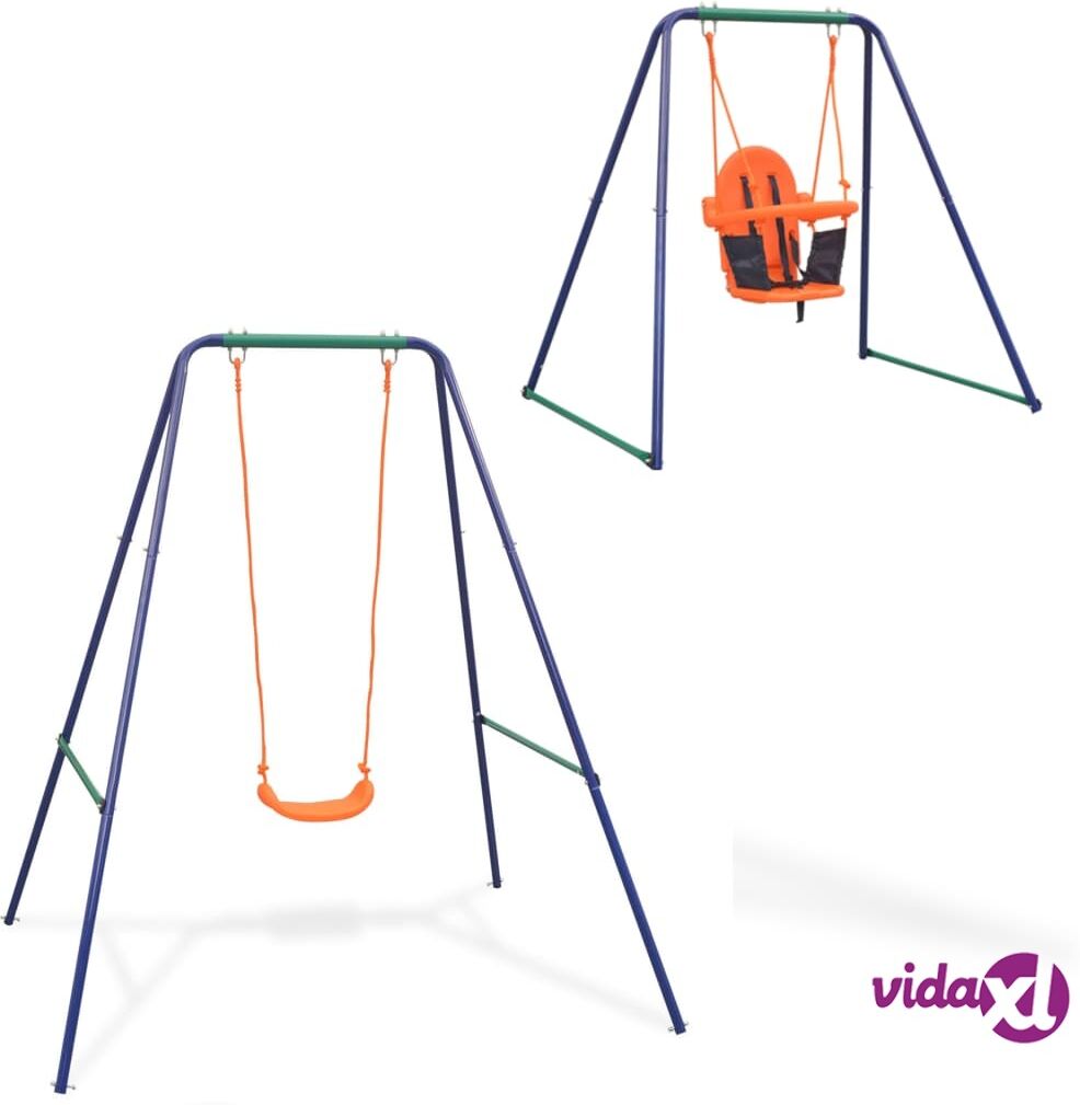 vidaXL 2-in-1 Single Swing and Toddler Swing Orange