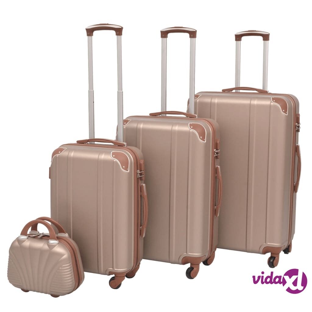 vidaXL Four Piece Hardcase Trolley Set Champagne