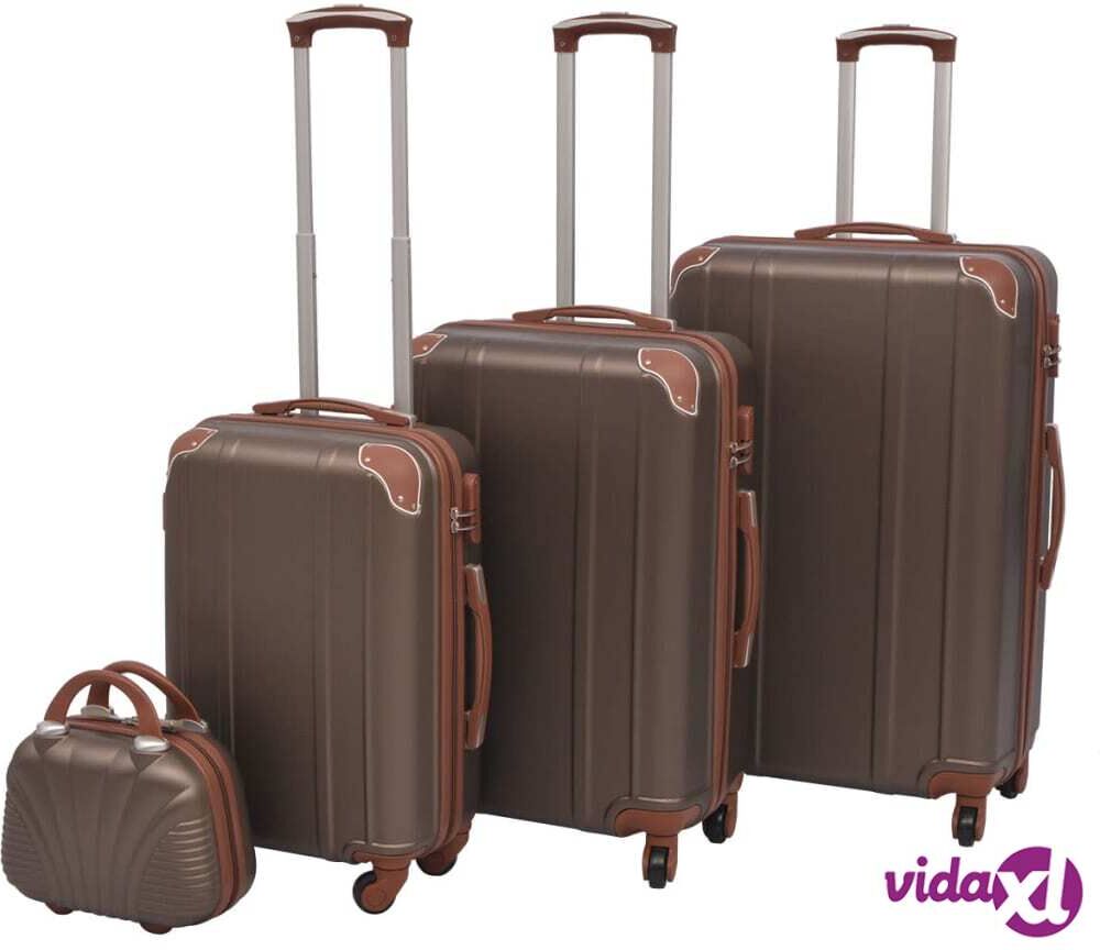 vidaXL Four Piece Hardcase Trolley Set Coffee