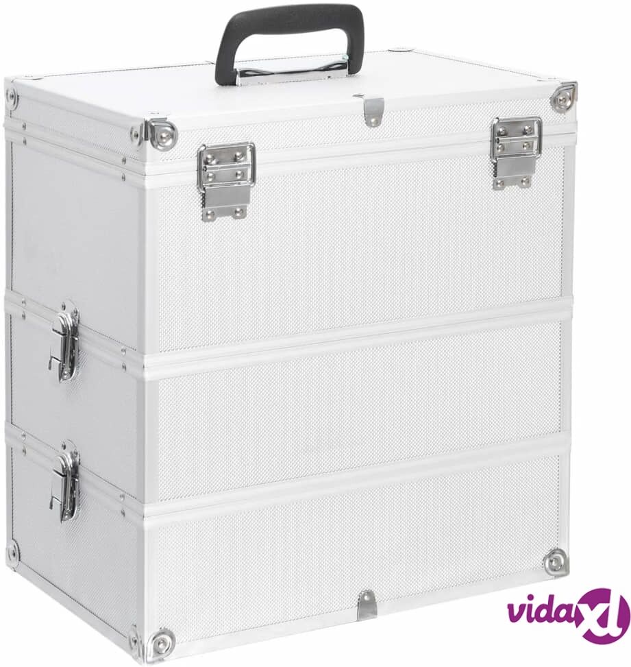 vidaXL Make-up Case 37x24x40 cm Silver Aluminium