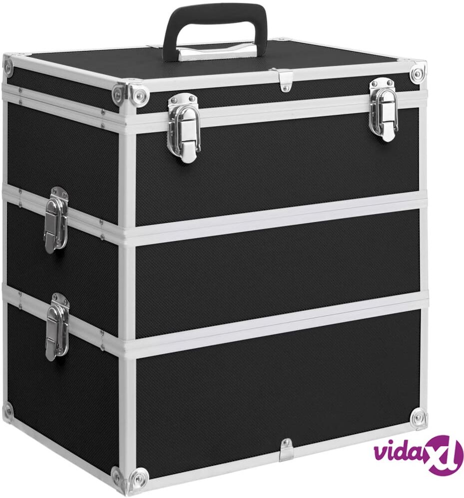 vidaXL Make-up Case 37x24x40 cm Black Aluminium