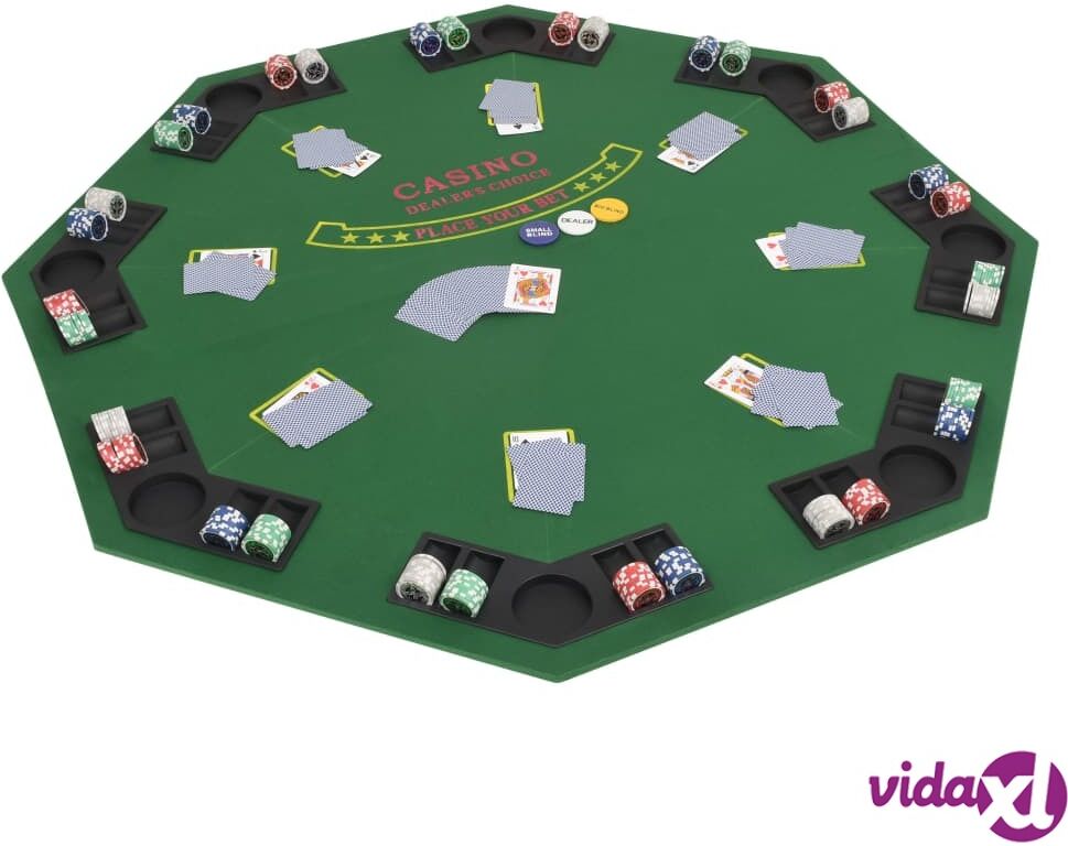 vidaXL 8-Player Folding Poker Tabletop 2 Fold Octagonal Green