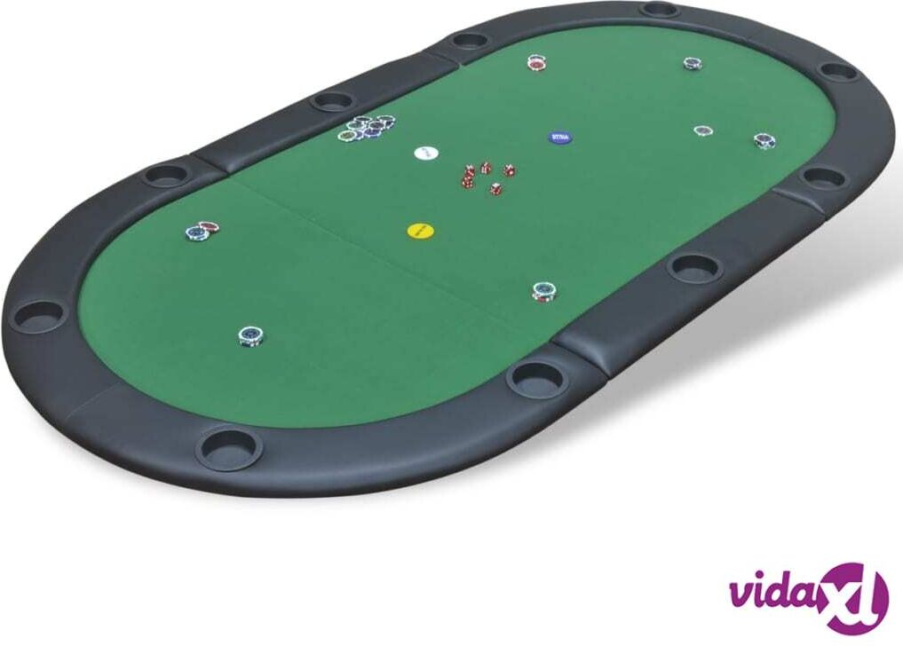 vidaXL 10-Player Foldable Poker Tabletop Green