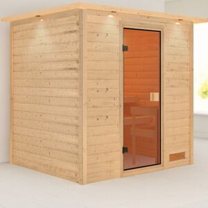WoodFeeling Sauna traditionnel Adelina 3 à 4 places 38mm avec couronne lumineuse - Woodfeeling