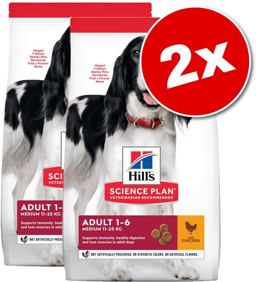 Hill's Science Plan Lot de croquettes Hill's Science Plan pour chien - Adult 1+ Healthy...