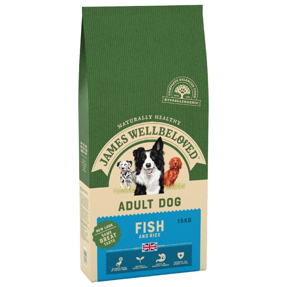 James Wellbeloved Adult poisson, riz pour chien - 15 kg