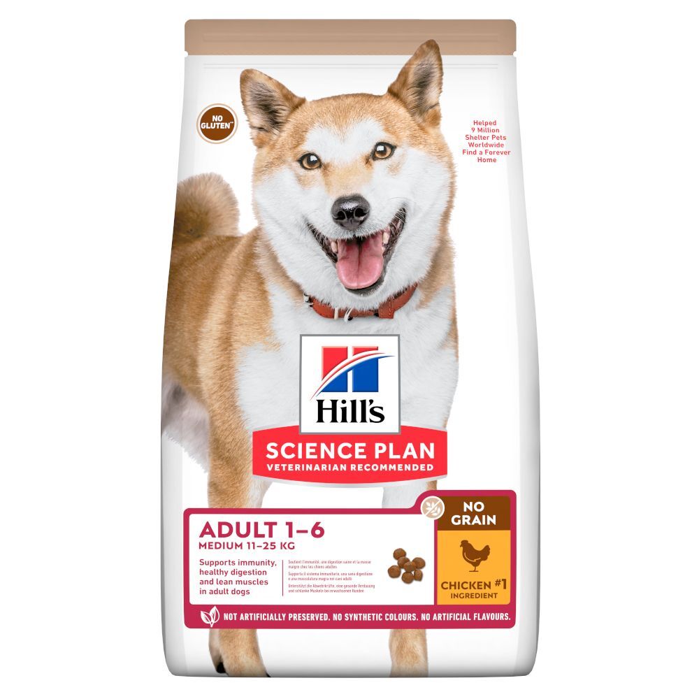Hill's Science Plan Adult 1-6 No Grain Medium poulet pour chien - 14 kg