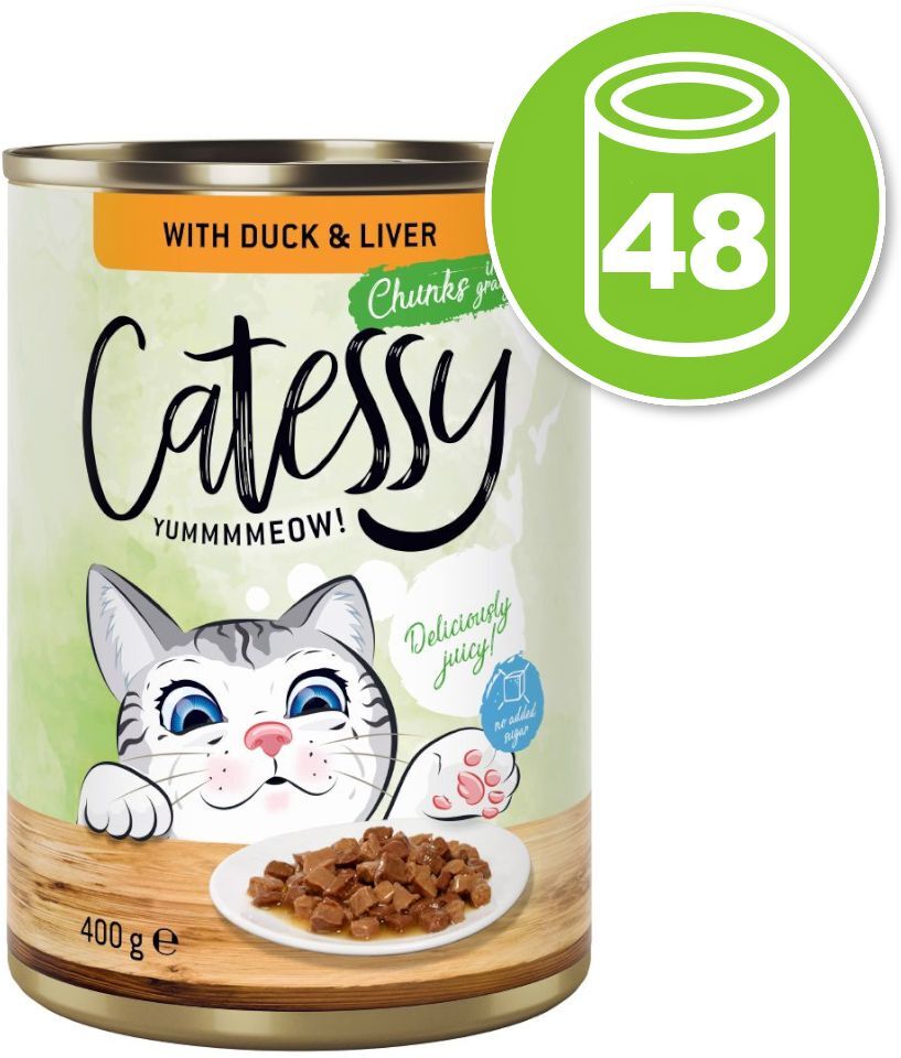 Catessy Lot mixte Bouchées Catessy en sauce 48 x 400 g pour chat - saumon,...