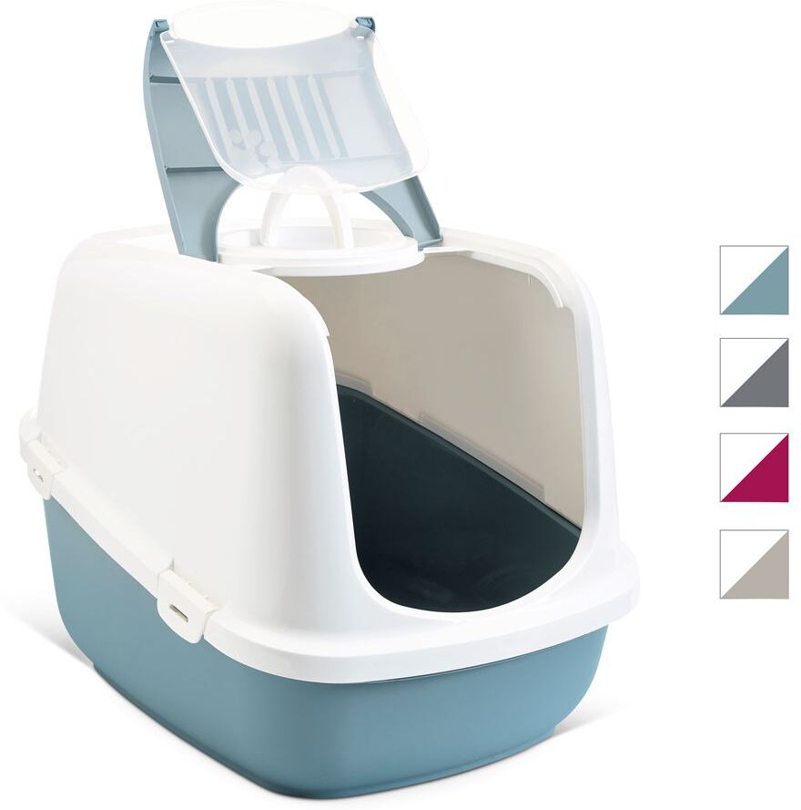 savic Maison de toilette Savic Nestor XXL pour chat - bleu-gris/ blanc