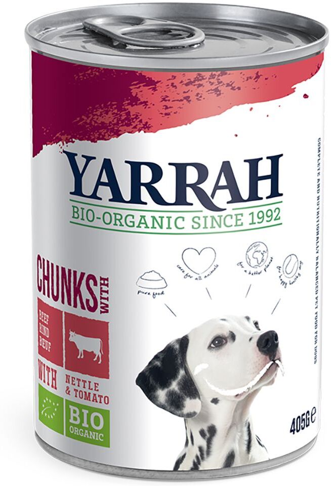 Yarrah Bio Chunks bœuf, orties, tomates pour chien - 12 x 820 g