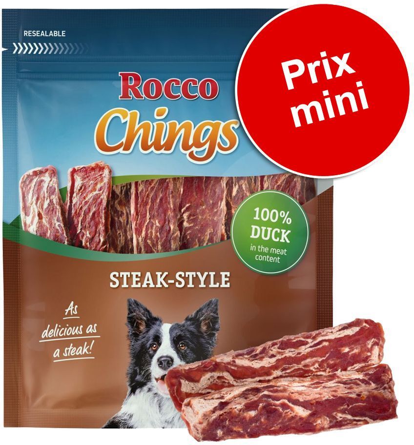 Rocco Lot Rocco Chings Steak Style pour chien - poulet (12 x 200 g)