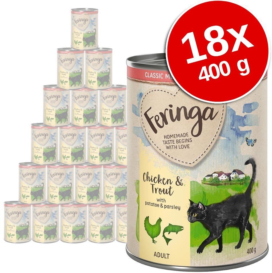 Feringa Lot Feringa Classic Meat Menu 18 x 400 g pour chat - canard, veau,...