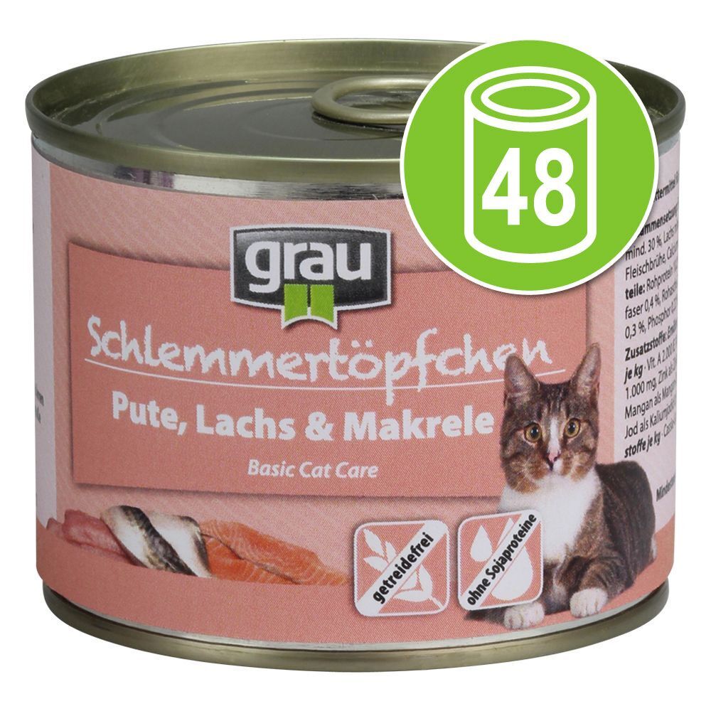 Grau Lot Grau Menu gourmand sans céréales 24 x 200 g pour chat - poulet, veau