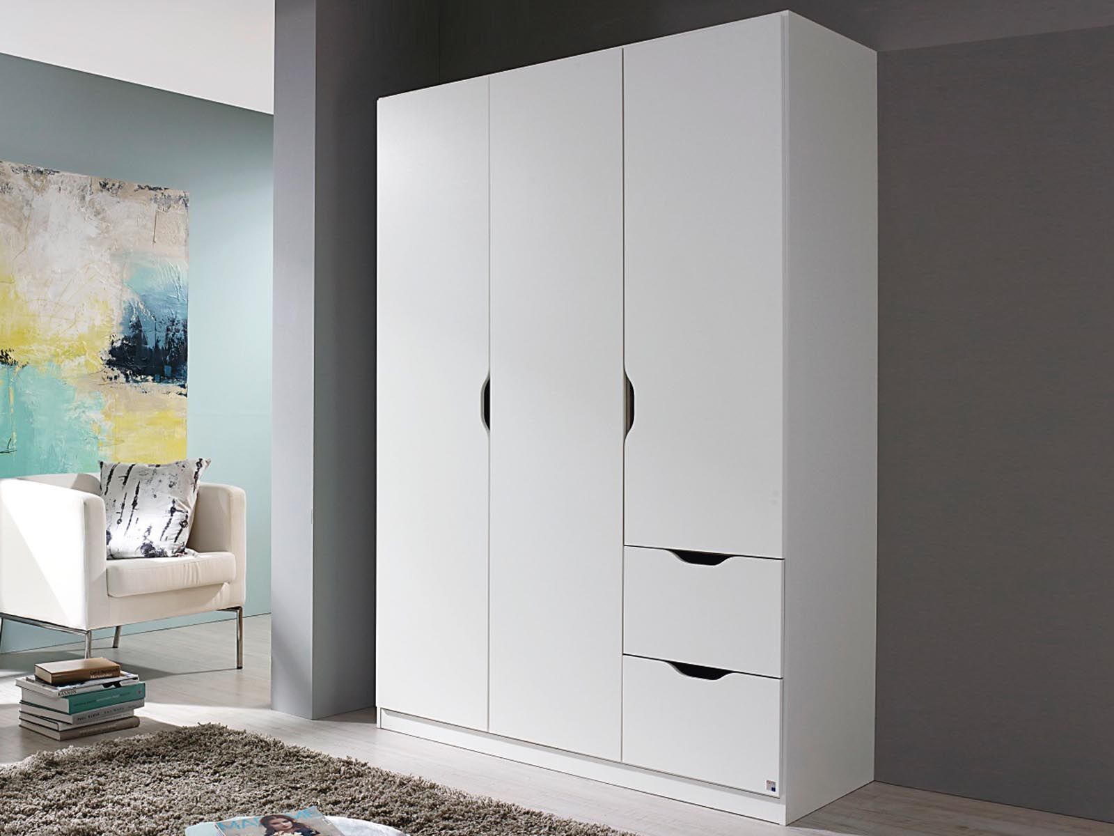 Mobistoxx Armoire FREEDOM 3 portes 2 tiroirs blanc sans miroir