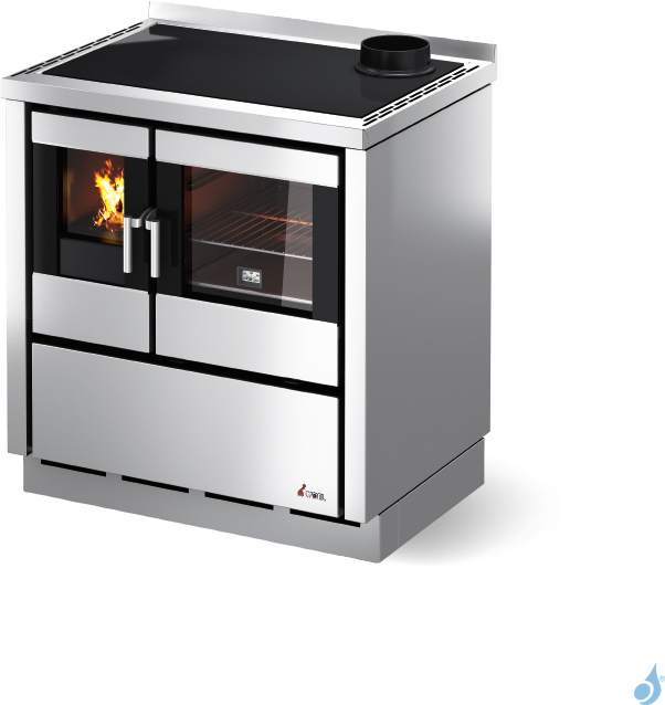 Cadel Cuisinière à bois encastrable CADEL Kook 80 avec plaque vitrocéramique 7,5kW A+