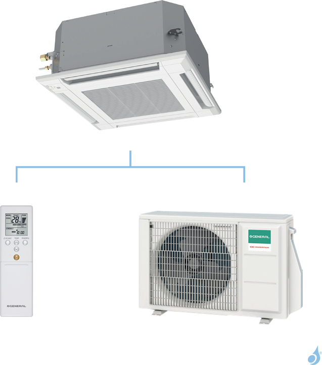 GENERAL climatisation mono split cassette KVLA 600x600 gaz R32 Original 5,2kW AUXG18KVLA + AOHG18KATA A++