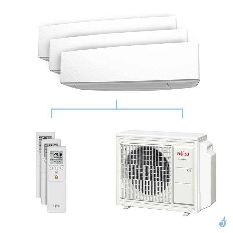 FUJITSU Climatisation tri-split FUJITSU KETA 6.8kW taille 2 + 4 + 4 - ASYG07/14/14KETA + AOYG24KBTA3